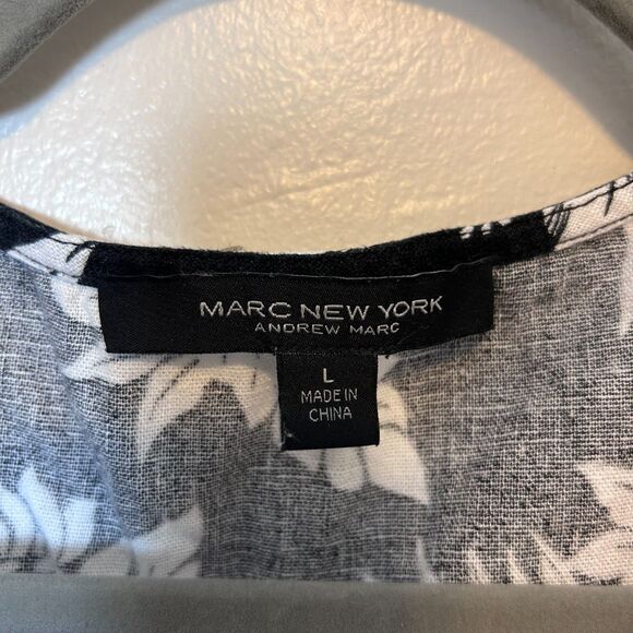 Marc New York Andrew Marc Women’s Linen Blend Floral Ruffle Sleeve Top Large - Picture 4 of 5